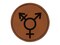 Male with Stroke and Female Sign Transgender Gender Symbol Round Iron-On Engraved Faux Leather Patch Applique - 2.5"